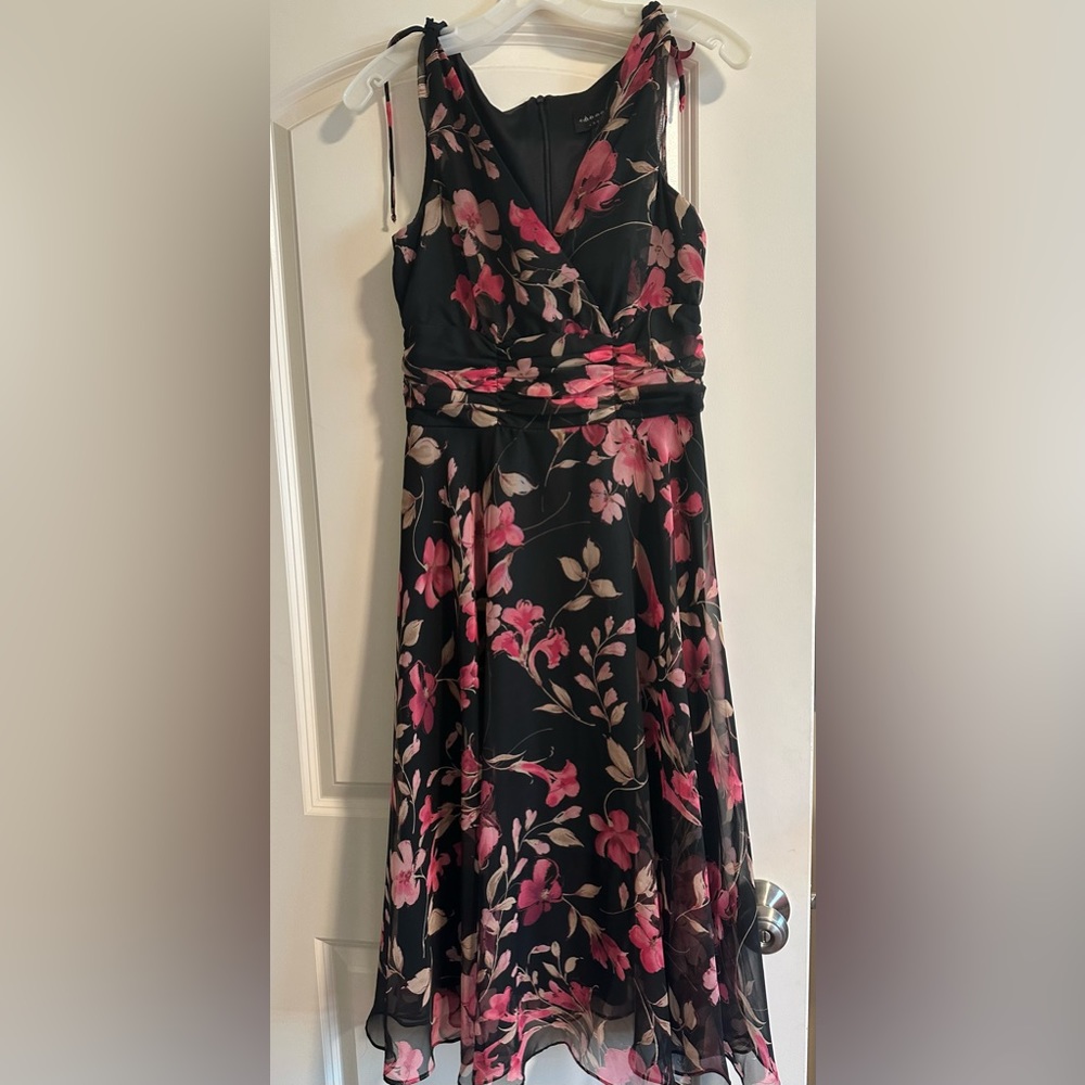Black and maroon floral dress